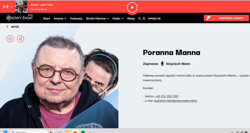 Wojciech Mann, Poranna Manna, Radio Nowy Świat, 21.06.2024